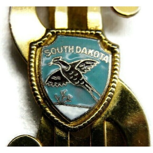 South Dakota Money Clip Pheasant Gold Tone Steel Credit Card Cash - Picture 1 of 8